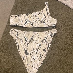 White snakeskin bikini